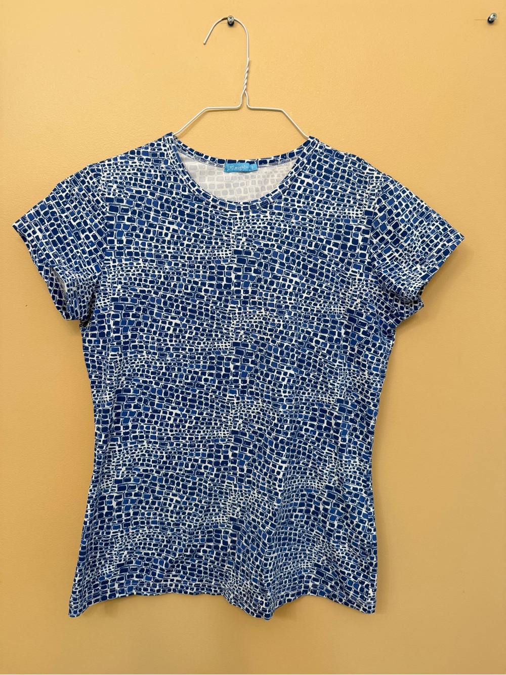 Women’s Navy Mosaic-Print Short Sleeve Tee